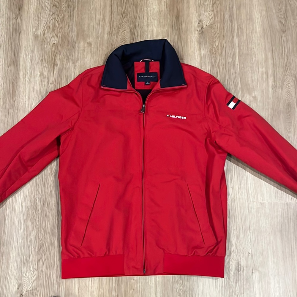 Tommy Hilfiger Red Windbreaker Jacket with Hood